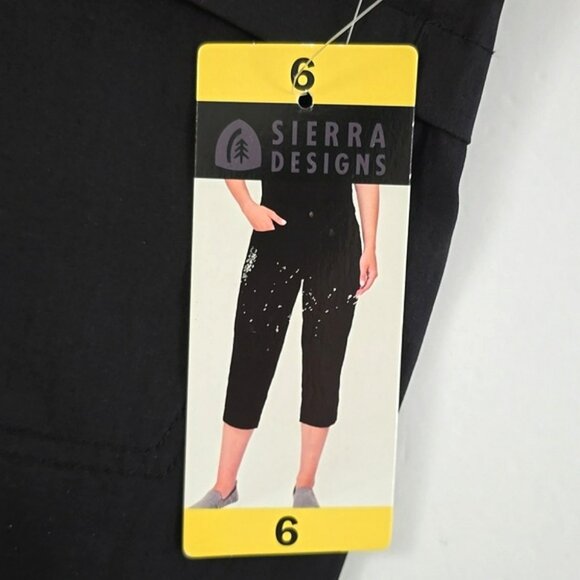 NWT Sierra Designs Women's Black Capri Tapered Active Pant Stretch Size 6 - Picture 10 of 15